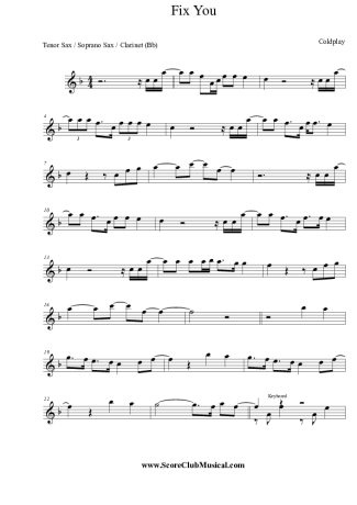 Coldplay  score for Clarinet (Bb)