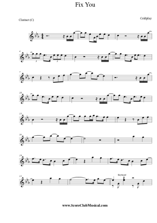 Coldplay  score for Clarinet (C)