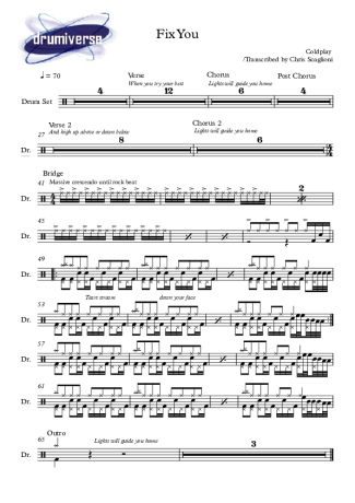 Coldplay  score for Drums