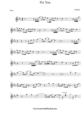 Coldplay Fix You score for Flute