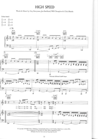 Coldplay  score for Piano