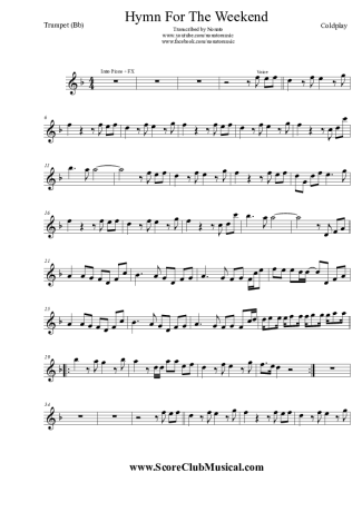 Coldplay Hymn For The Weekend score for Trumpet
