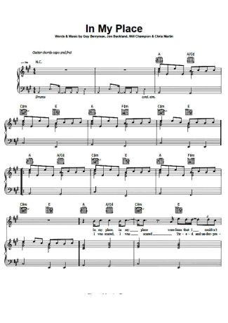 Coldplay  score for Piano