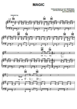 Coldplay Magic score for Piano