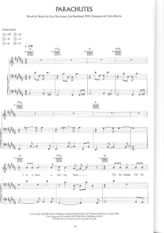 Coldplay  score for Piano