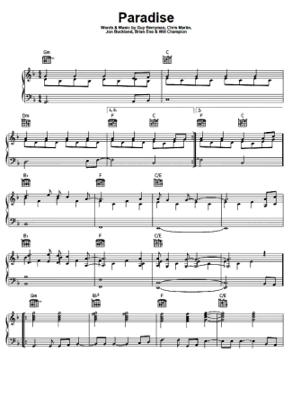 Coldplay Paradise (V2) score for Piano