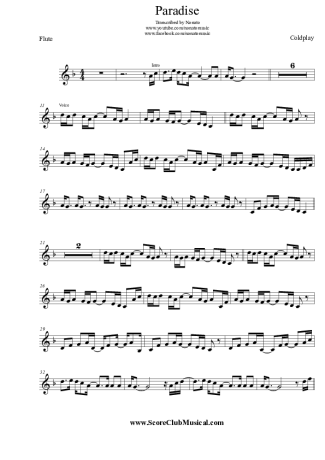 Coldplay  score for Flute