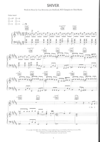 Coldplay Shiver score for Piano