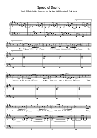 Coldplay Speed Of Sound score for Piano