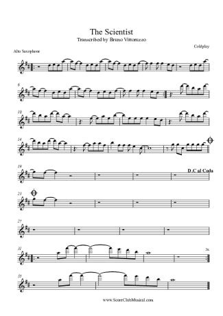 Coldplay  score for Alto Saxophone