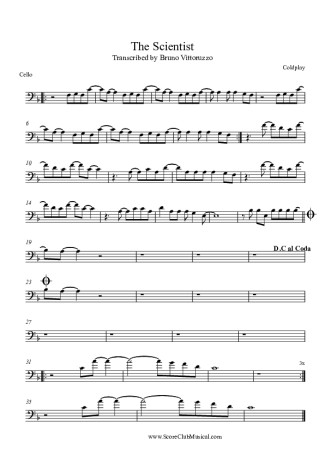 Coldplay The Scientist score for Cello