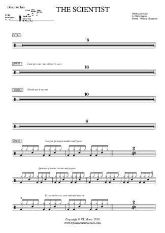 Coldplay The Scientist score for Drums