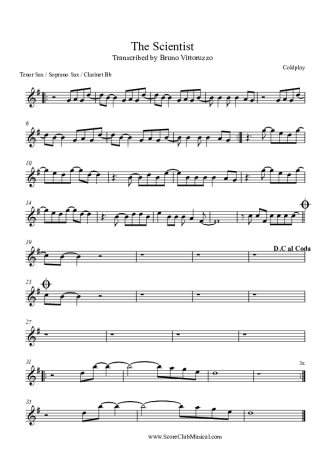 Coldplay  score for Tenor Saxophone Soprano (Bb)