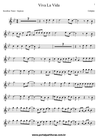 Coldplay Viva La Vida score for Clarinet (Bb)