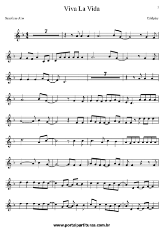 Coldplay  score for Alto Saxophone