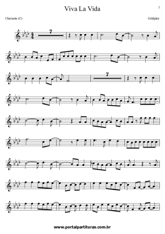 Coldplay Viva la Vida score for Clarinet (C)