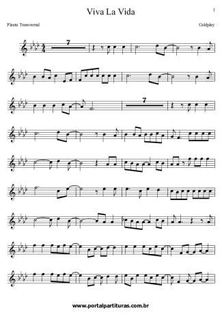 Coldplay Viva la Vida score for Flute