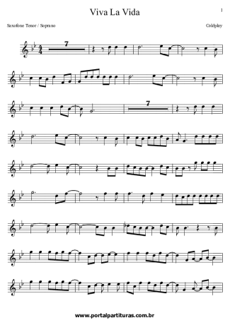 Coldplay Viva la Vida score for Tenor Saxophone Soprano (Bb)