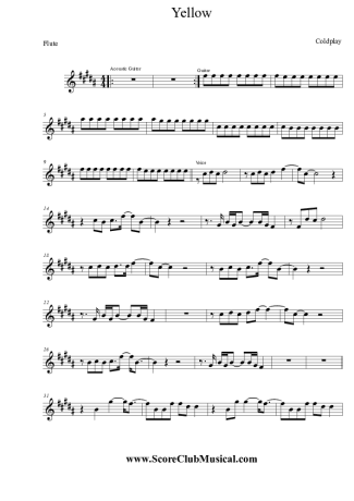 Coldplay  score for Flute