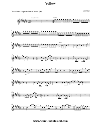 Coldplay  score for Tenor Saxophone Soprano (Bb)