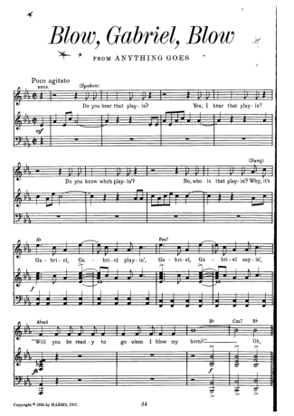 Cole Porter Blow Gabriel Blow score for Piano