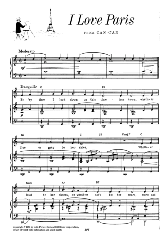 Cole Porter I Love Paris score for Piano