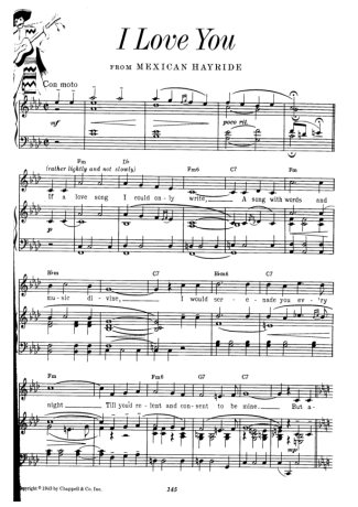 Cole Porter I Love You score for Piano