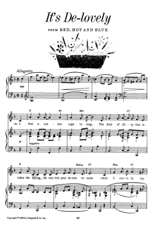 Cole Porter Its De-lovely score for Piano
