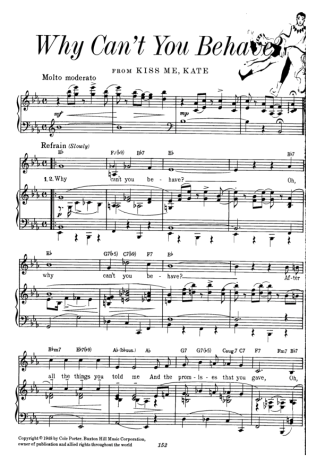 Cole Porter Why Cant You Behave_ score for Piano