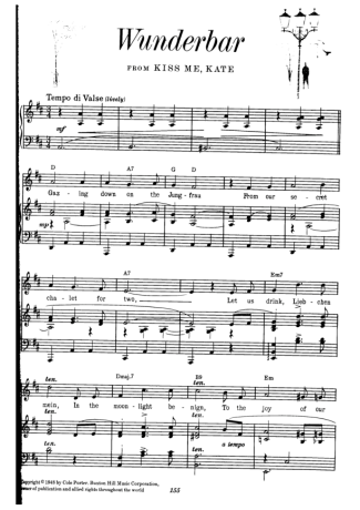 Cole Porter Wunderbar score for Piano