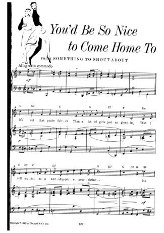 Cole Porter Youd Be So Nice To Come Home To score for Piano