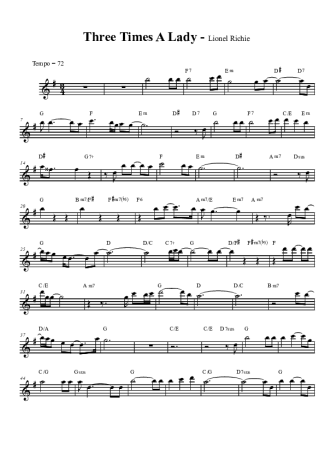 Commodores Three Times a Lady score for Tenor Saxophone Soprano (Bb)