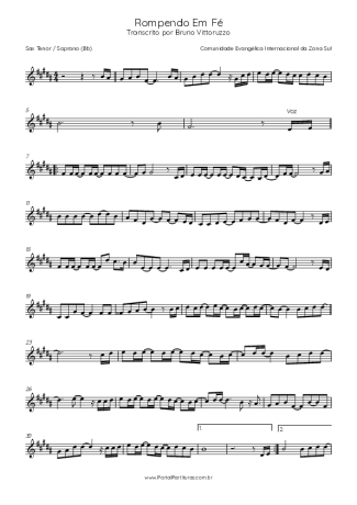 Comunidade Evangélica Internacional da Zona Sul  score for Tenor Saxophone Soprano (Bb)