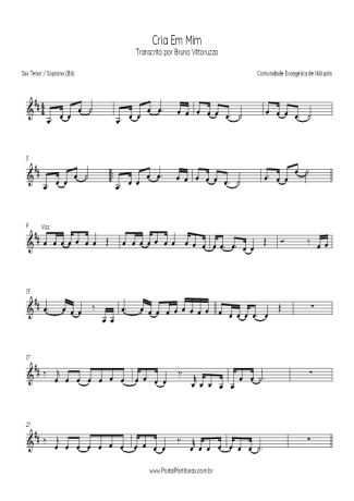 Comunidade Evangélica de Nilópolis Cria Em Mim score for Tenor Saxophone Soprano (Bb)