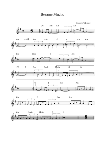 Consuelo Velazquez  score for Tenor Saxophone Soprano (Bb)