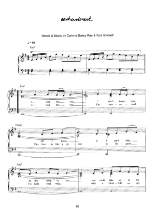 Corinne Bailey Rae Enchantment score for Piano