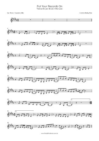 Corinne Bailey Rae  score for Tenor Saxophone Soprano (Bb)