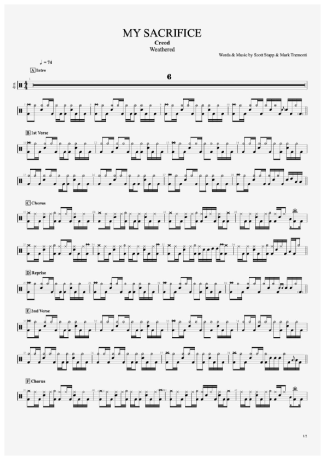 Creed - My Sacrifice - Sheet Music For Drums