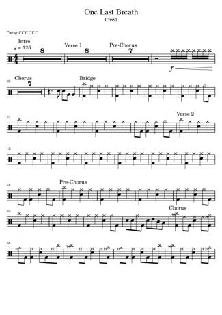 Creed One Last Breath score for Drums