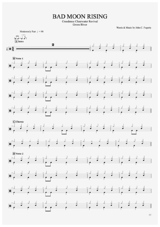 Creedence Clearwater Revival Bad Moon Rising score for Drums