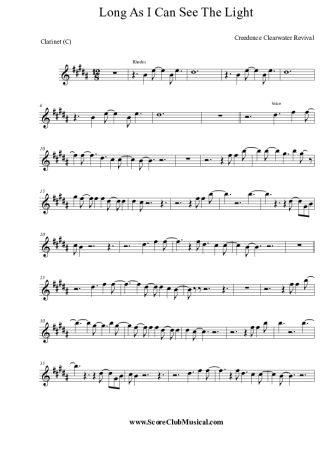 Creedence Clearwater Revival  score for Clarinet (C)