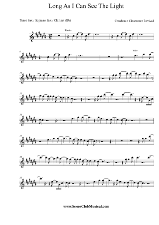 Creedence Clearwater Revival  score for Tenor Saxophone Soprano (Bb)