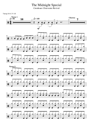 Creedence Clearwater Revival The Midnight Special score for Drums