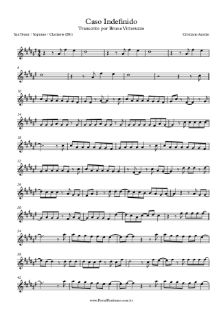 Cristiano Araújo Caso Indefinido score for Tenor Saxophone Soprano Clarinet (Bb)