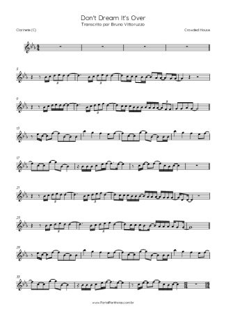 Crowded House  score for Clarinet (C)
