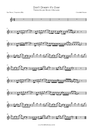 Crowded House  score for Tenor Saxophone Soprano (Bb)