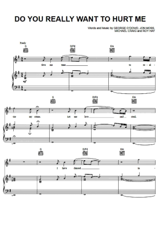 Culture Club  score for Piano