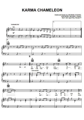 Culture Club  score for Piano