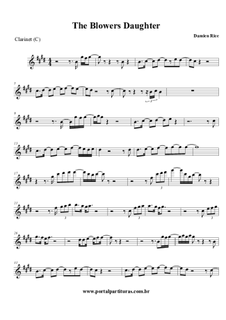 Damien Rice  score for Clarinet (C)