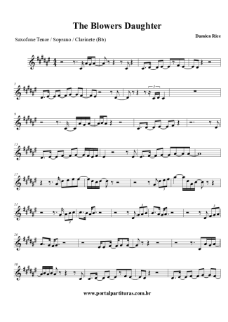 Damien Rice  score for Tenor Saxophone Soprano (Bb)